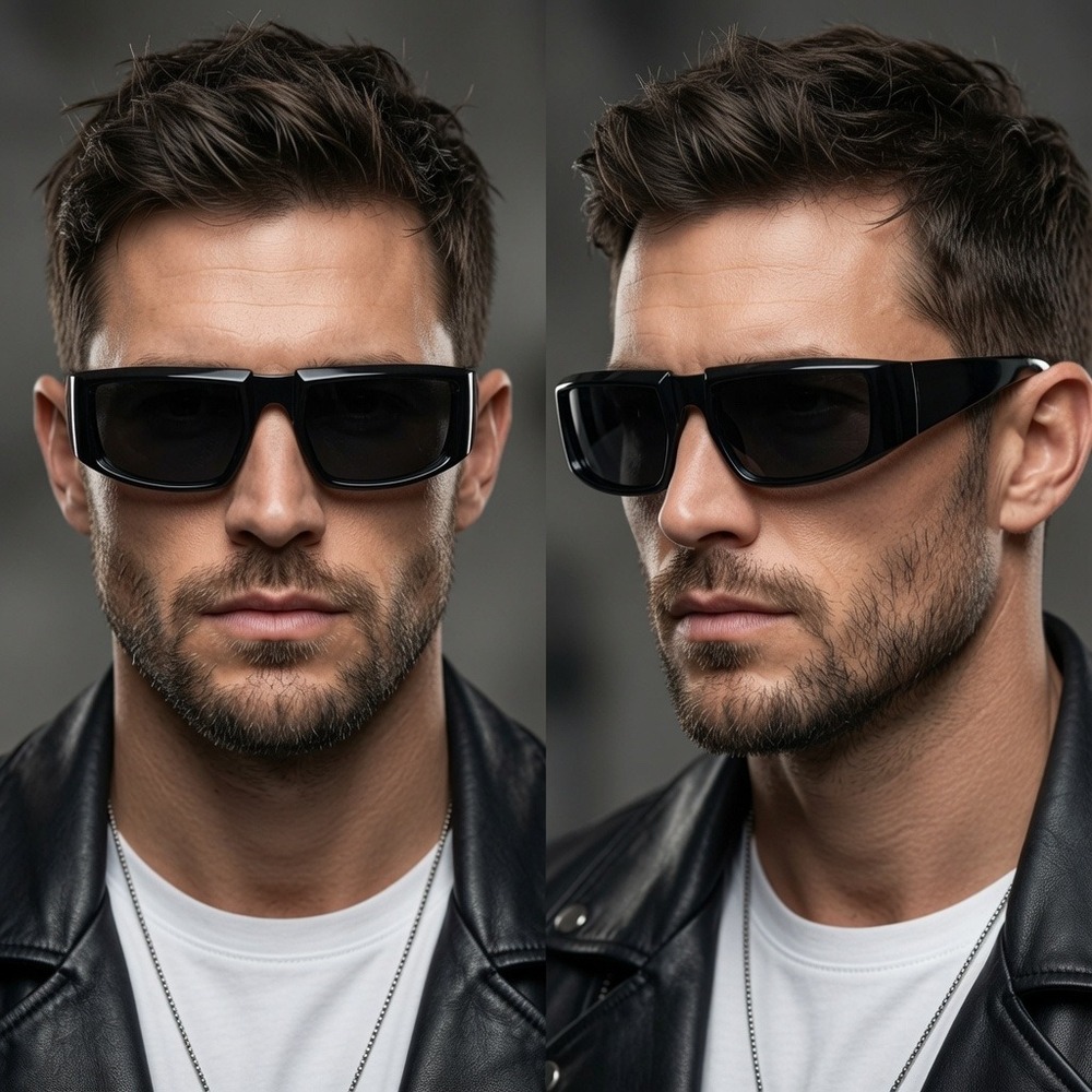 Black Rectangle Sunglasses  Style Fashion Sport Anti Wind Dust PC‎ Lens Lentes